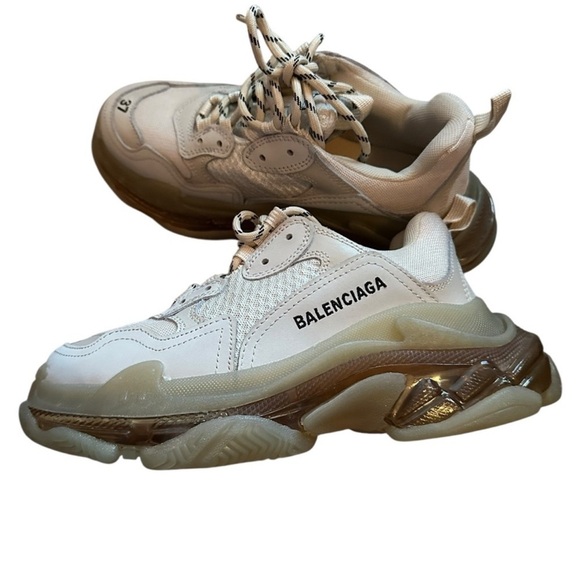 Balenciaga Shoes - Balenciaga Chunky White Sneakers with Black Accents size 7(37)